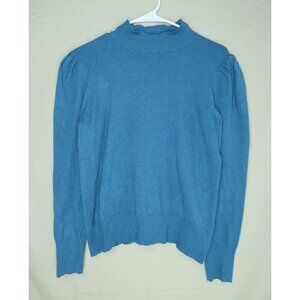 Marled Reunited Clothing Sweater Puff Sleeve Pullover Turquoise Women's Large